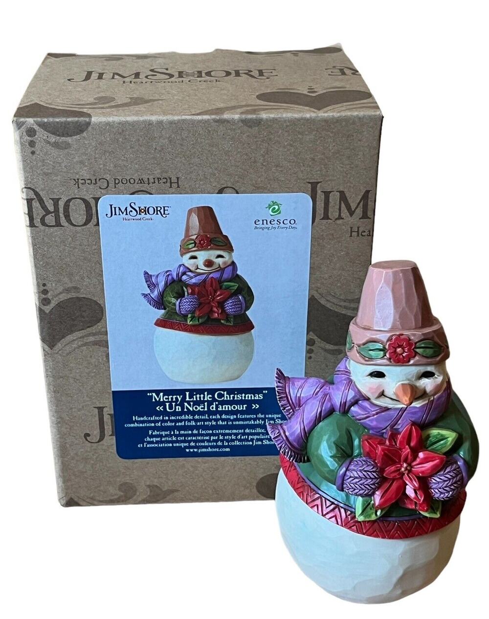 Jim Shore PINT SIZED SNOWMAN POINSETTIA FIGURE MERRY LITTLE CHRISTMAS 6011482
